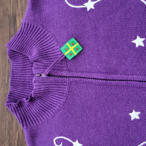 Purple Snowman Christmas Sweater Zip Up Size Large - Picture 4 of 8